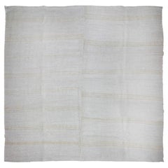 Square Vintage Turkish Flat-Weave Hemp Rug  12'2 x 12'2