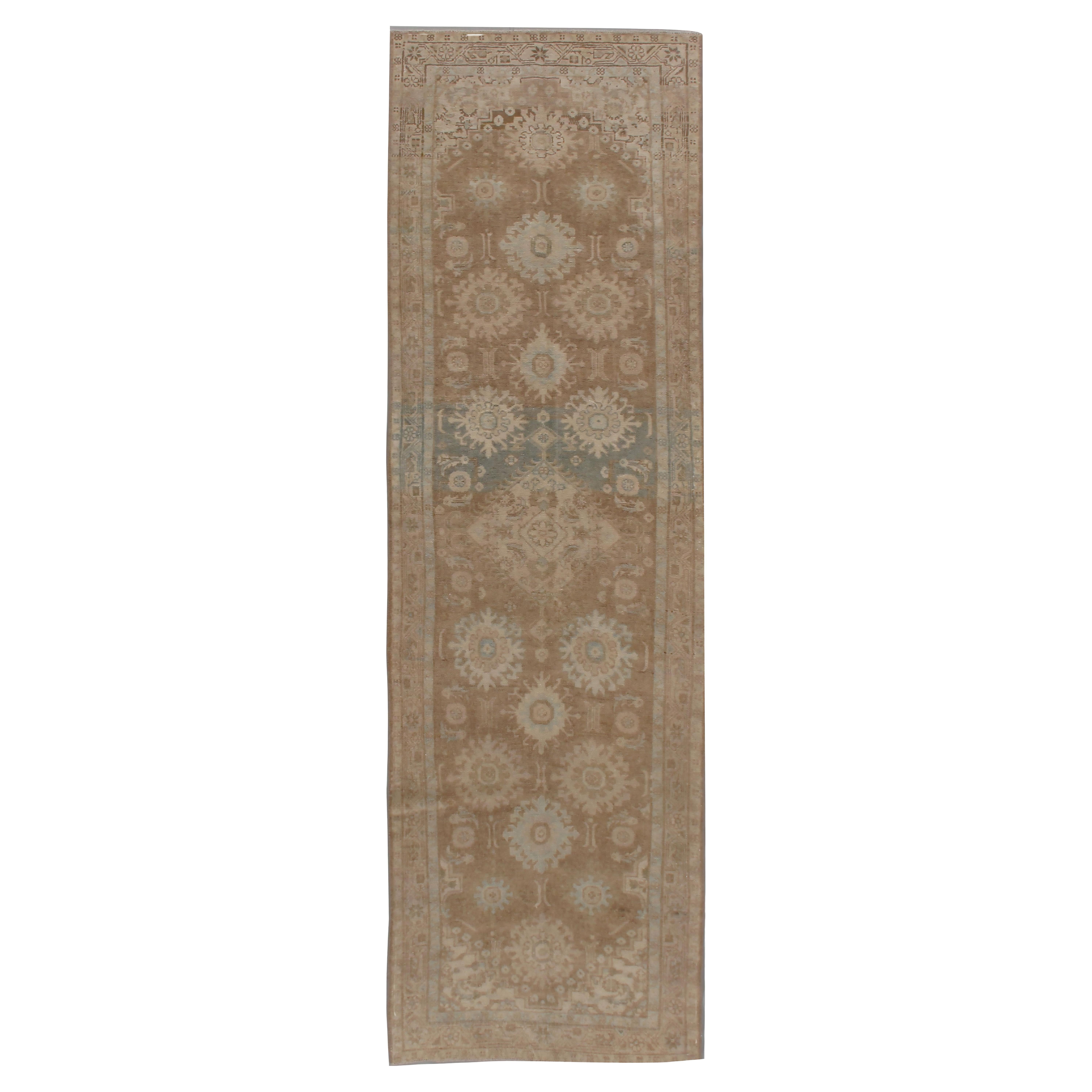 Vintage Taupe Turkish Oushak Runner 3' x 9'7