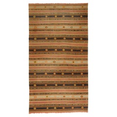Kilim vintage orange tissé à la main en Turquie, 6'3 x 11'7