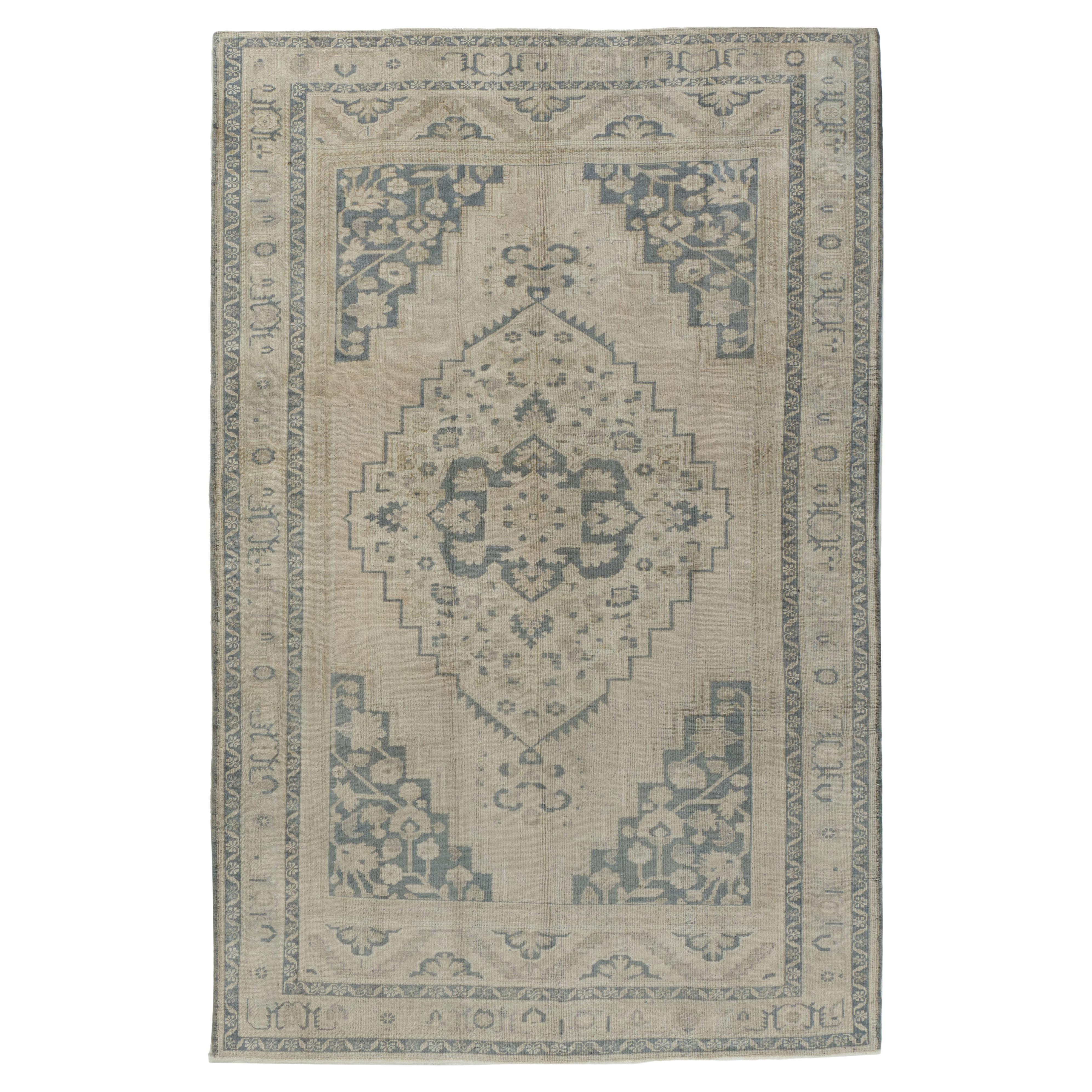 Vintage Beige Türkisch Oushak Teppich 6'2 X 9'8