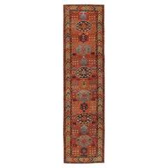 Antique Red German Hooked Runner Rug, 3'1 x 12'2