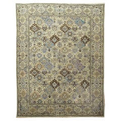 Antique Hand-Knotted Tabriz Rug, Floral Design, Rug, Circa 1920, 9'1x12'1