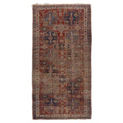 Antique Circa 1890 Red Lightly Distressed Caucasian Shirvan Hand Woven 5'3 X 10'