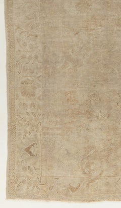 Vintage Circa 1940 Beige/Ivory Turkish Oushak Hand-Woven Wool Rug 3'8 x 9'2