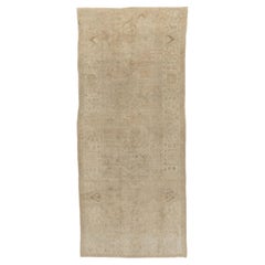 Vintage-Teppich, um 1940, beige/elfenbeinfarben, türkischer Oushak, handgewebt aus Wolle, 3'8 x 9'2