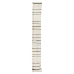 Vintage Extra Long Ivory Turkish Wool Hand Knotted Kilim Runner 2'3 x 26'3
