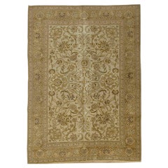Alfombra antigua de color marrón apagado, anudada a mano, de alrededor de 1900, de 6'9 x 9'3