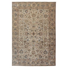 Tappeto antico in lana color avorio, annodato a mano, risalente al 1920 circa, 7'9 x 11'