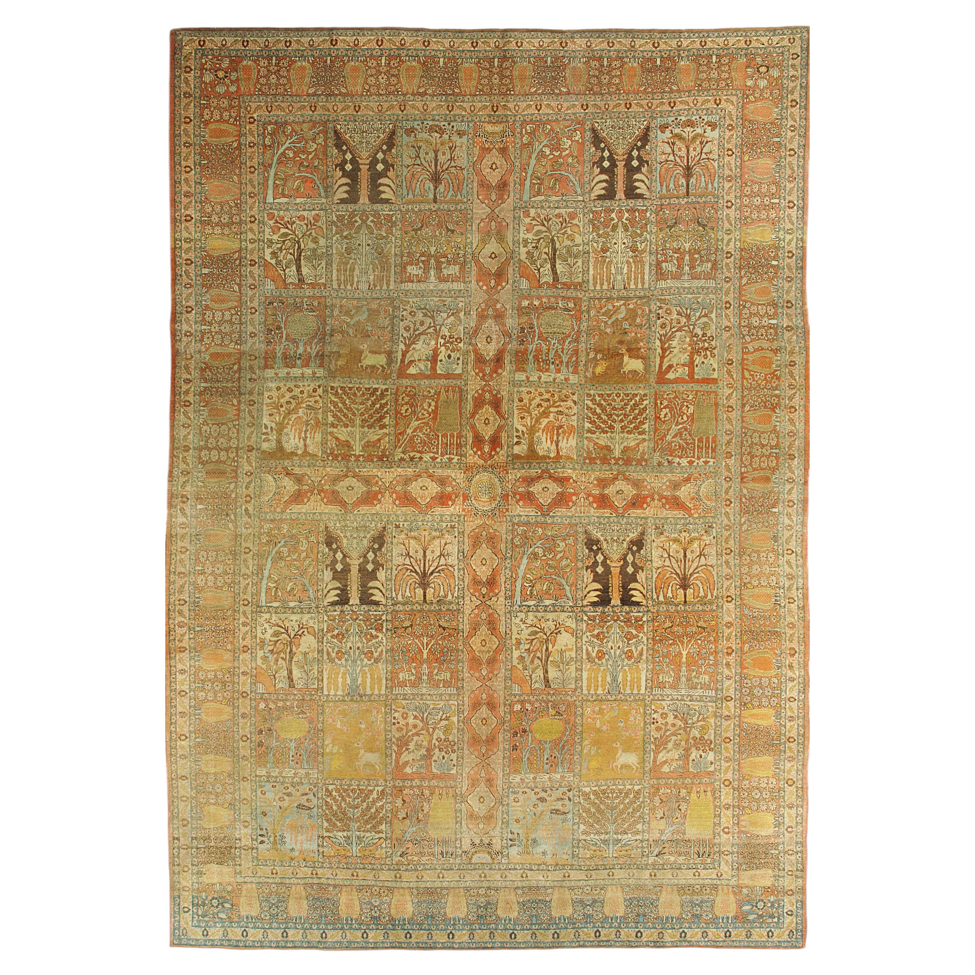 Antiker, handgeknüpfter Bildteppich, um 1880, 9'6 x 13'6 im Angebot