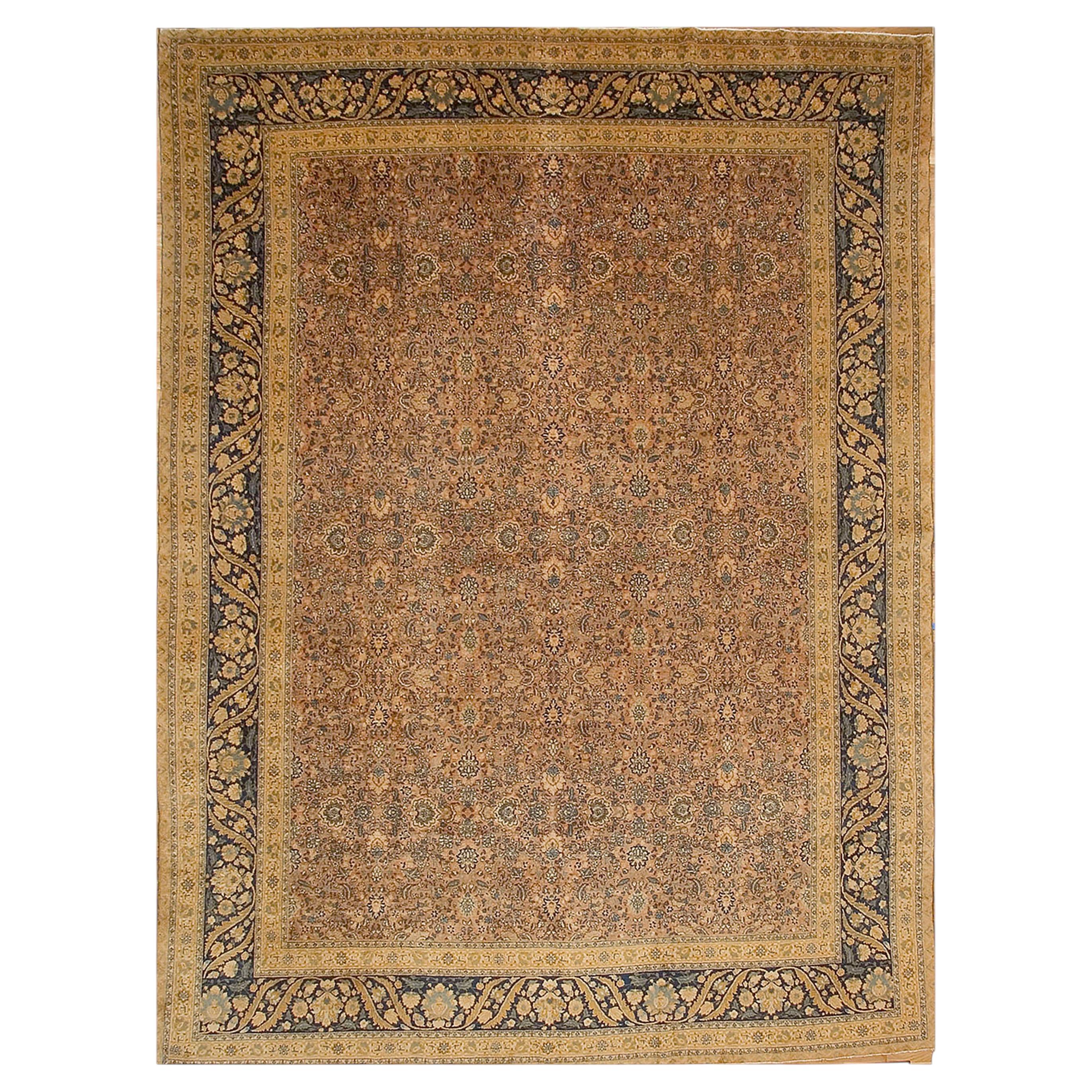 Antique Circa 1900 Brown Hand Knotted Wool Rug 10'10 x 13'9