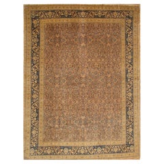 Alfombra antigua de lana anudada a mano, de color marrón, de alrededor de 1900, de 10'10 x 13'9