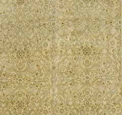 Antique Circa 1900 Gold Hand Knotted Subdued Meshad Rug 9'7 x 13'2