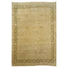 Antique Circa 1900 Gold Hand Knotted Subdued Meshad Rug 9'7 x 13'2