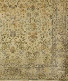 Vintage Circa 1920 Ivory Subdued Hand Knotted Kerman Rug 5' x 8'9