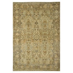 Vintage Circa 1920 Ivory Subdued Hand Knotted Kerman Rug 5' x 8'9