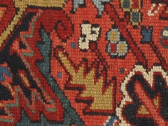 Tappeto antico in stile Serapi di Heriz, annodato a mano, rosso, risalente al 1880 circa, 9'8 x 13'7