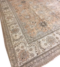 Antique Circa 1920 Beige Hand Woven Subdued Tabriz Style Rug 10'5 x 15'6