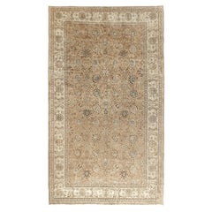 Antique Circa 1920 Beige Hand Woven Subdued Tabriz Style Rug 10'5 x 15'6