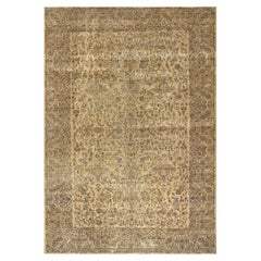 Oversize Vintage Circa 1920 Beige Hand Knotted Kerman Rug 13'8 x 19'5