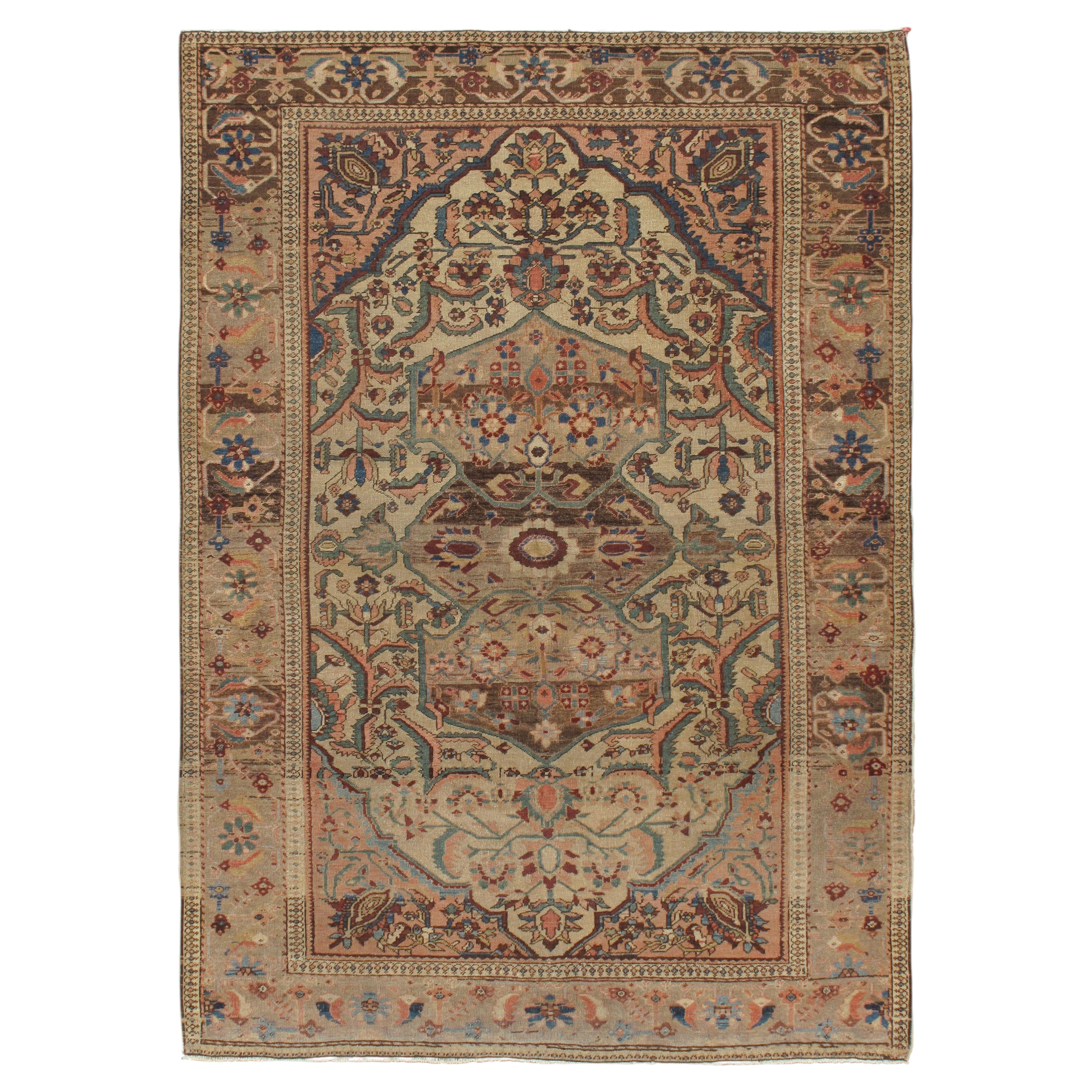 Antique Circa 1890 Hand Knotted Oriental Wool Rug 4'6 x 6'5 For Sale