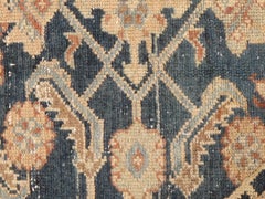 Antique Circa 1890 Blue Subdued Distressed Hand Knotted Oriental Wool 4'4 x 5'5