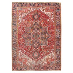 Vintage Circa 1940 Red Hand Knotted Oriental Cotton Rug 8'4 x 11'7