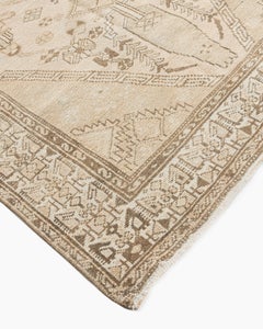 Tapis oriental vintage en laine, noué à la main, couleur beige discret, datant des années 1940 environ, 4' x 6'7