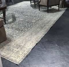Antique Circa 1910 Blue Hand Woven Oriental Wool Millefleur Rug 11' x 17'