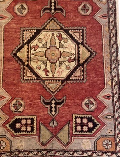Vintage Circa 1940 Red Turkish Oushak Hand Knotted Wool Rug 3'10 X 5'9