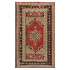 Vintage Circa 1940 Red Turkish Oushak Hand Woven Wool Rug 3'6 X 5'7
