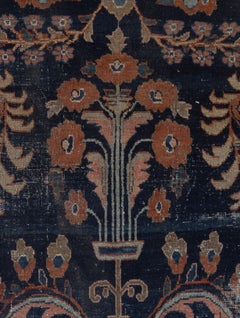 Antique Blue Oriental Hand Knotted Wool Rug 9' X 11'5