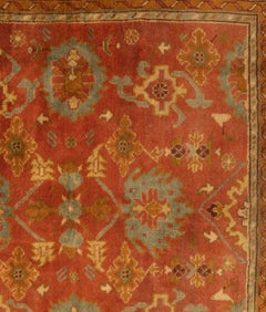 Antique Circa 1920 Red Turkish Oushak Hand Woven Wool Rug 8'4 X 7'8