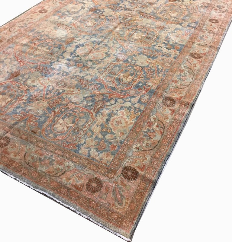 Antique Distressed Persian Mahal Kelleh Rug For Sale at 1stdibs