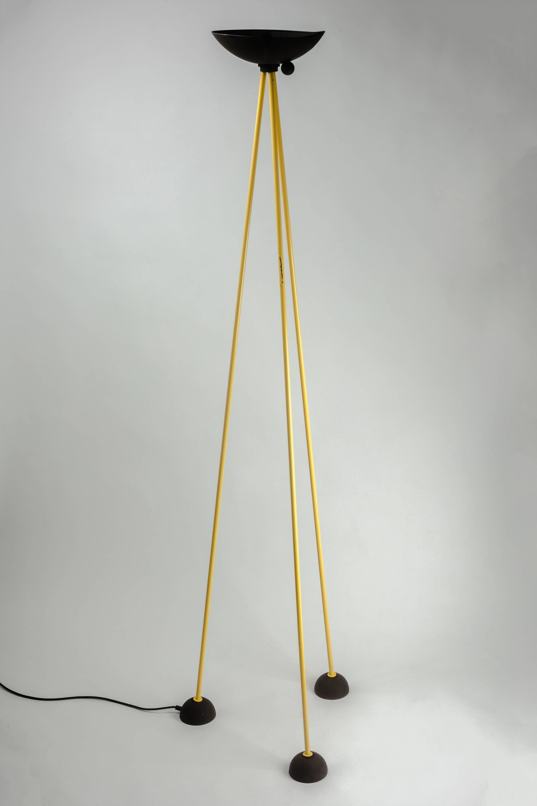 Post-Modern Floor Lamp in the style of Memphis by Koch and Lowy in Black and Yellow, 1980s