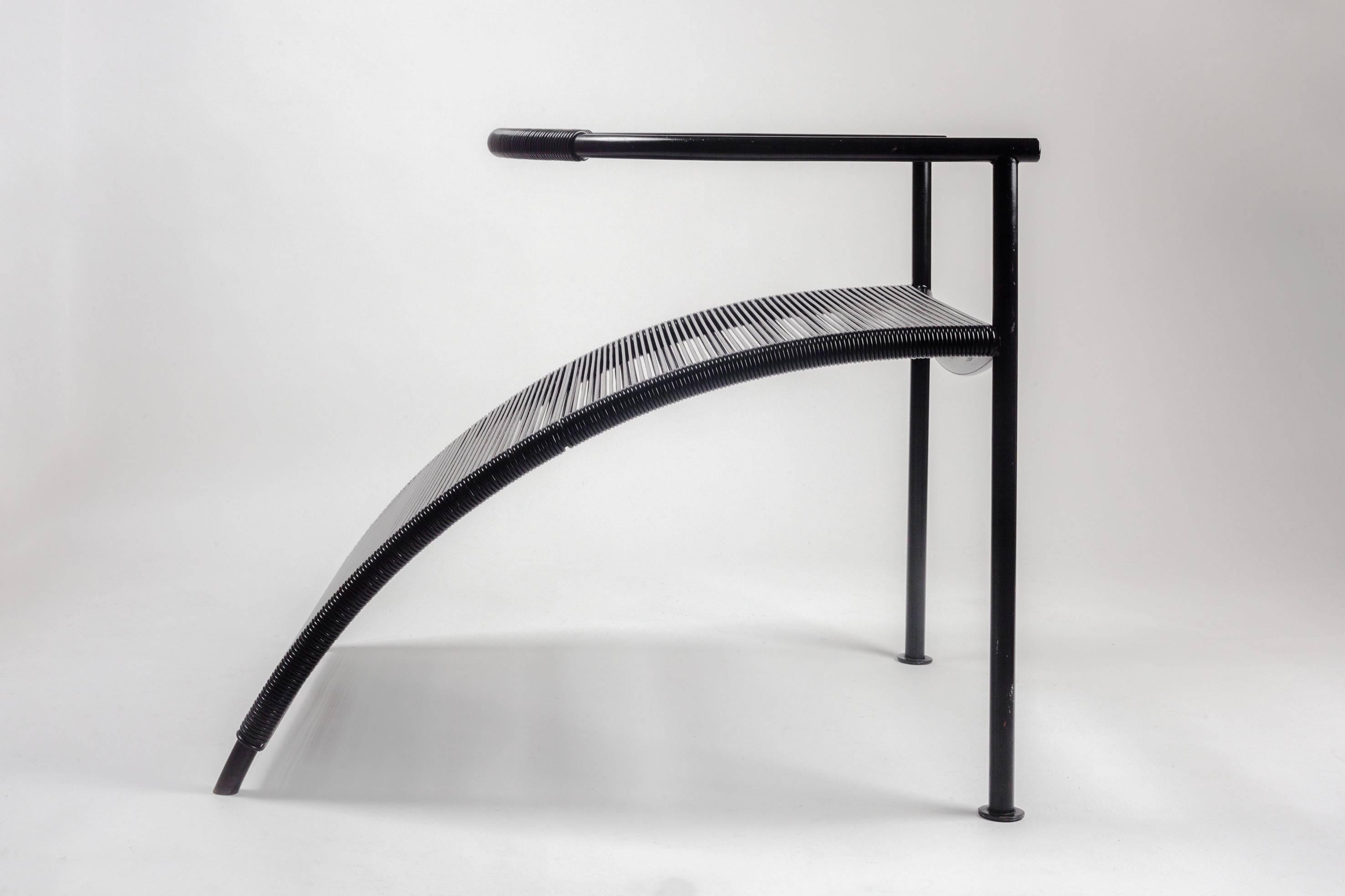 Sculptural Chair by Philippe Starck for XO Paris, Black Metal and strings, 1980s 1