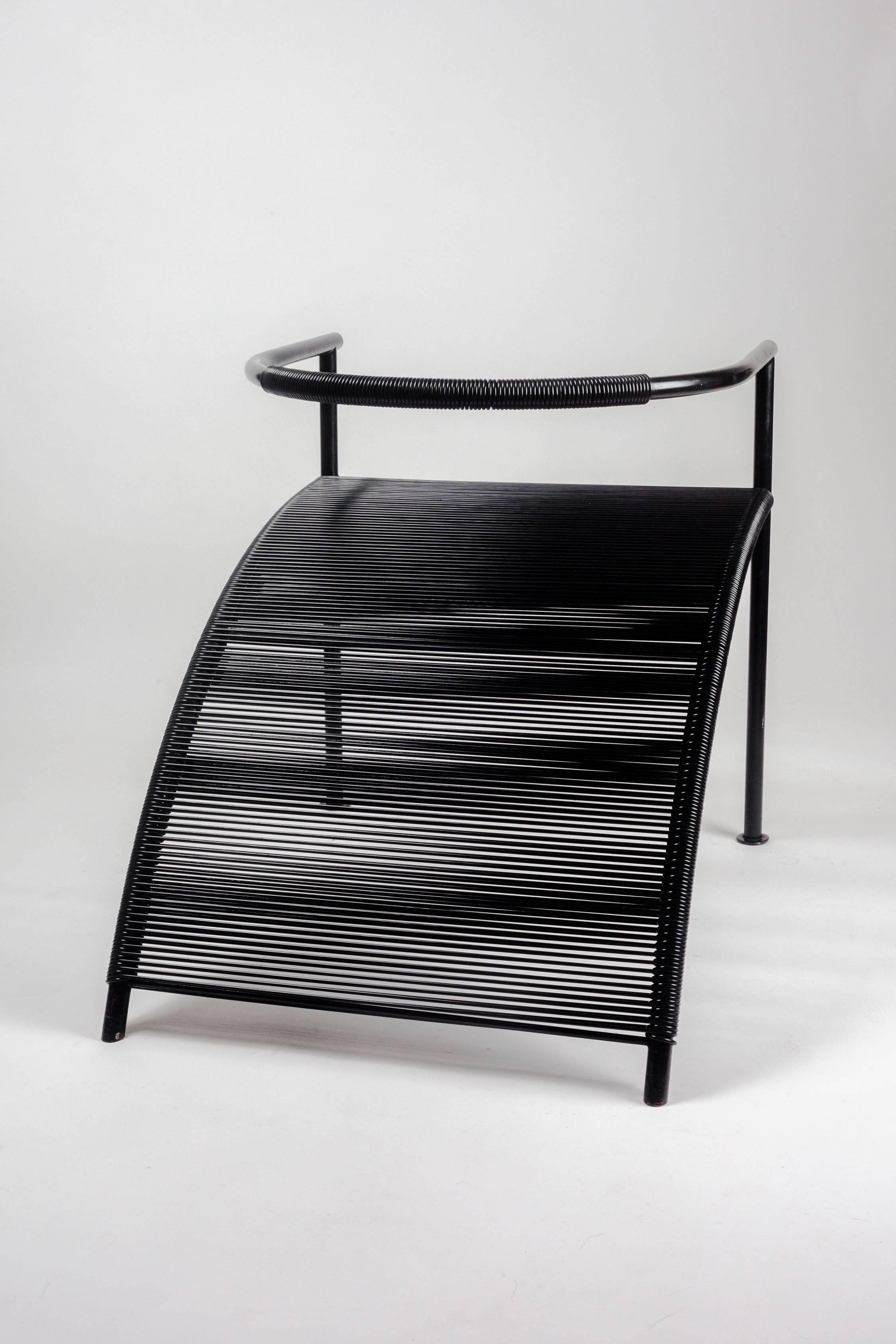 Late 20th Century Sculptural Chair by Philippe Starck for XO Paris, Black Metal and strings, 1980s