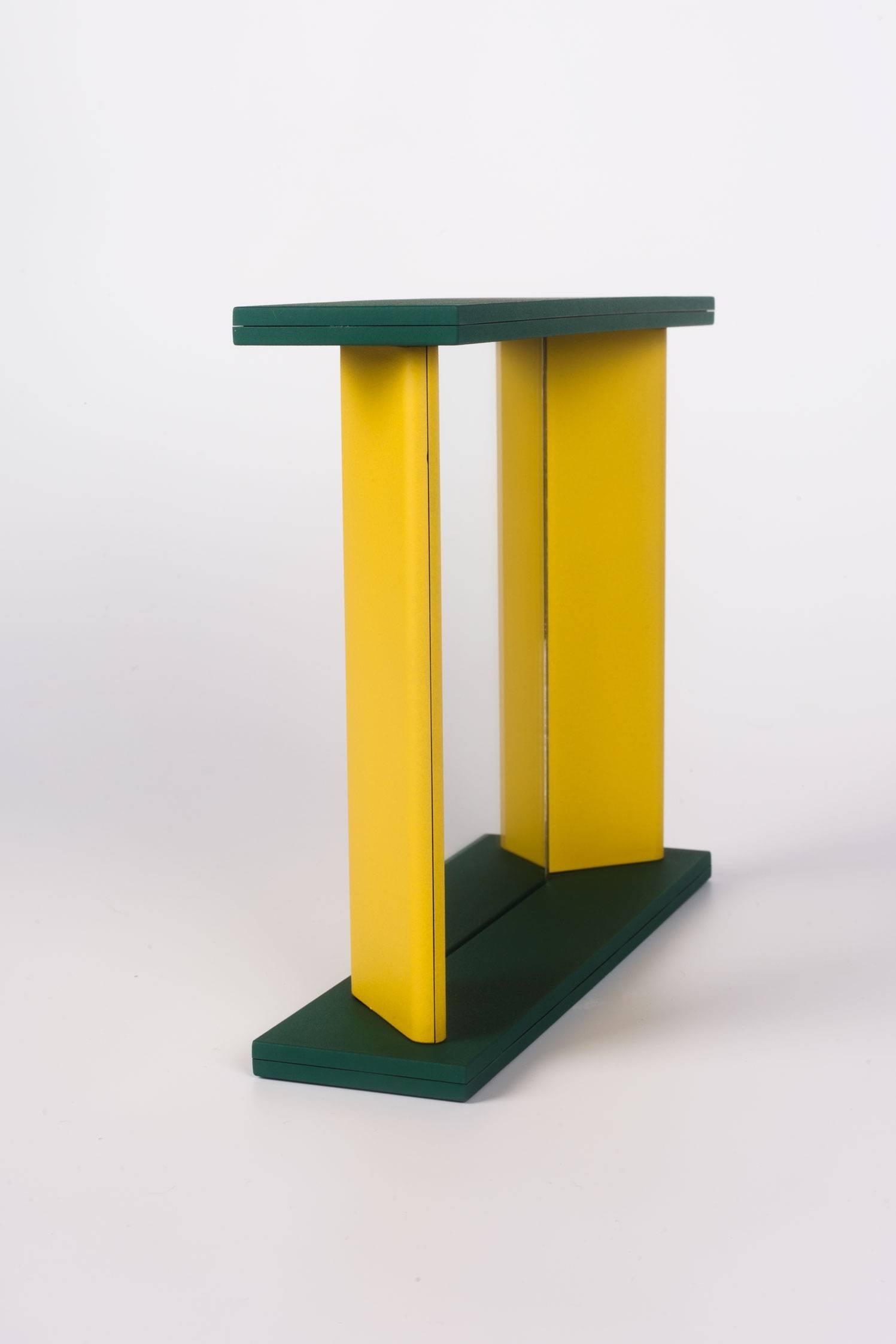 Post-Modern Memphis Green Yellow Table Mirror by Marco Zannini, 1990s