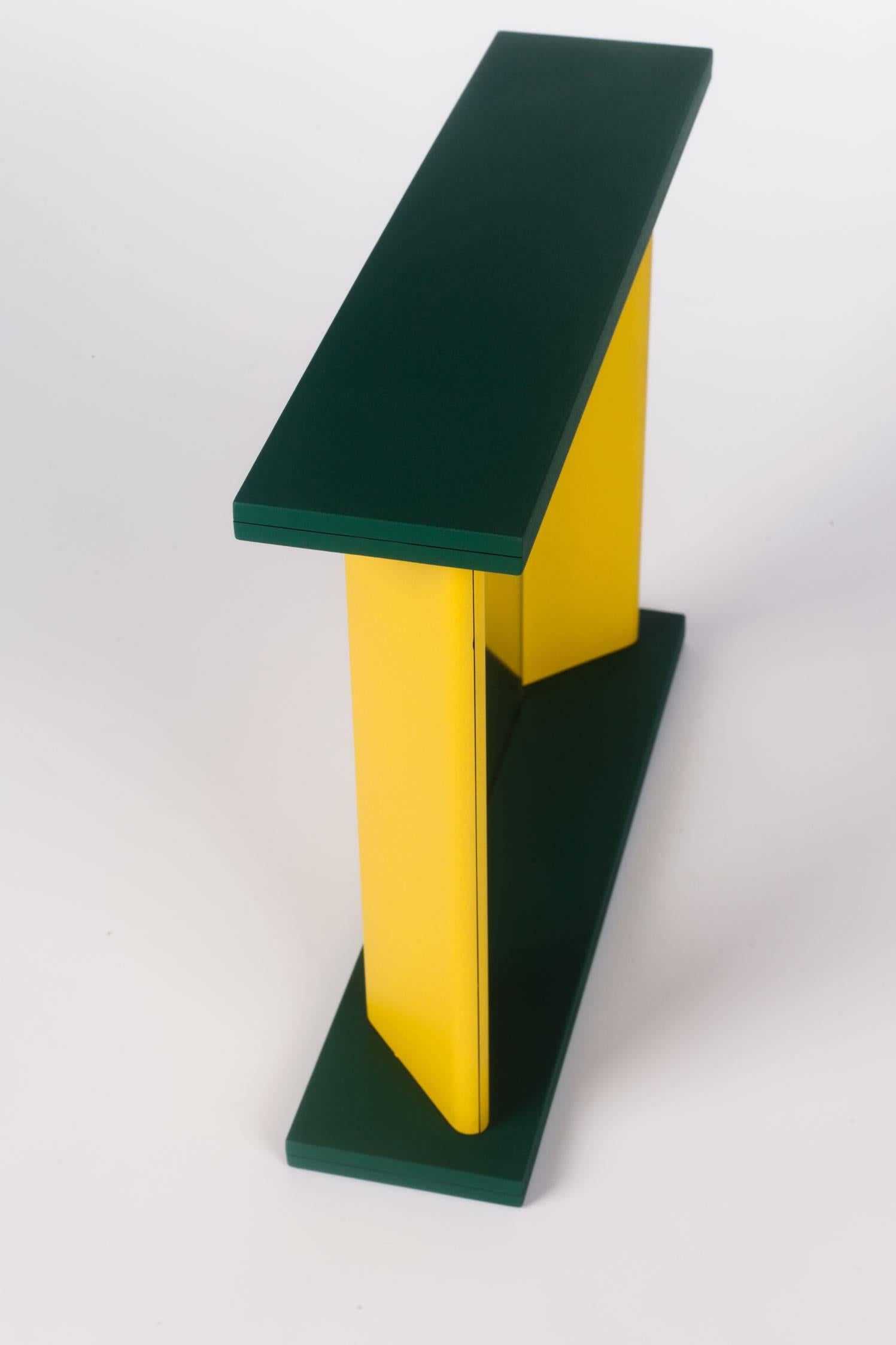 Japanese Memphis Green Yellow Table Mirror by Marco Zannini, 1990s