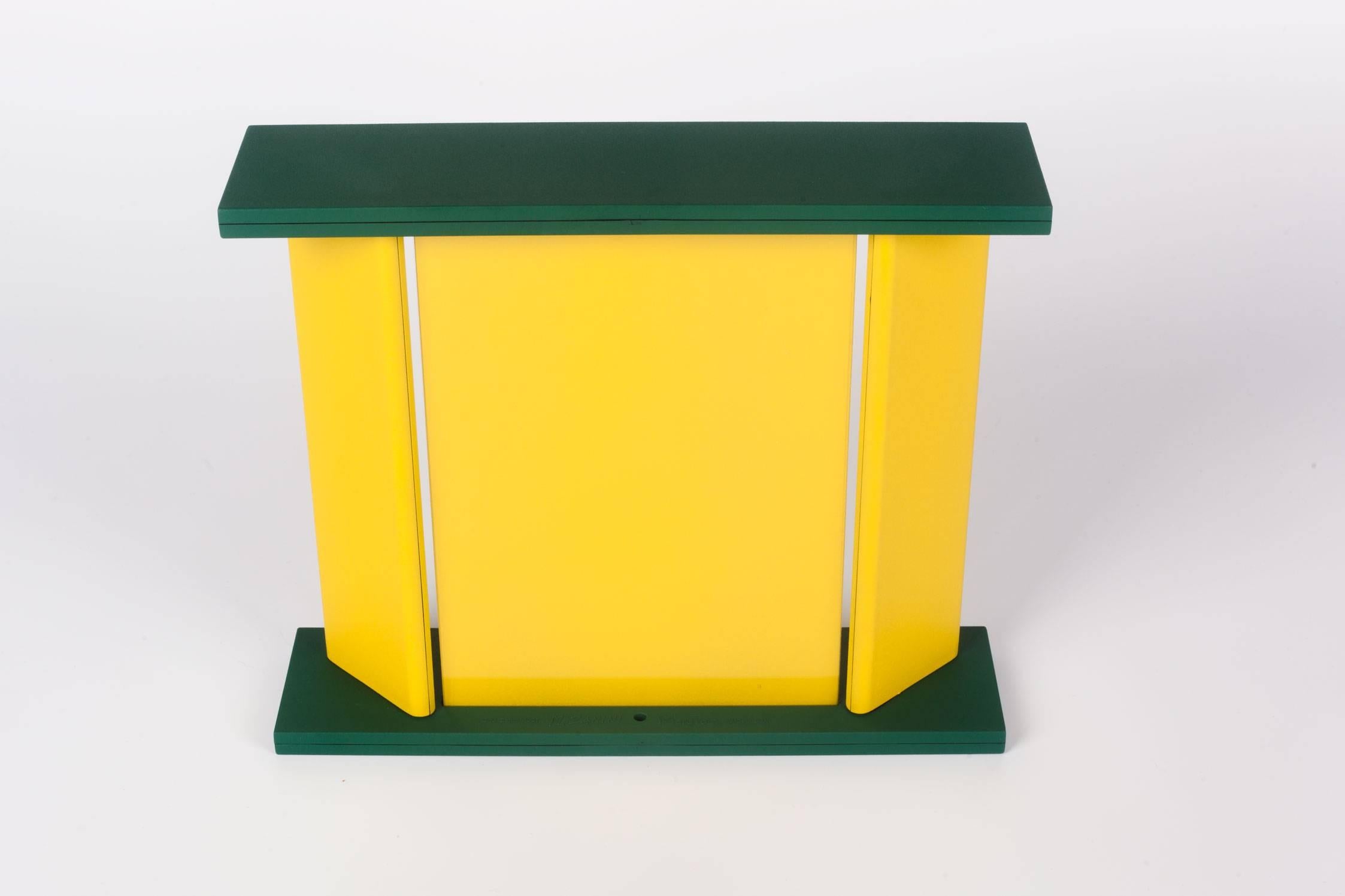 Memphis Green Yellow Table Mirror by Marco Zannini, 1990s (Postmoderne)