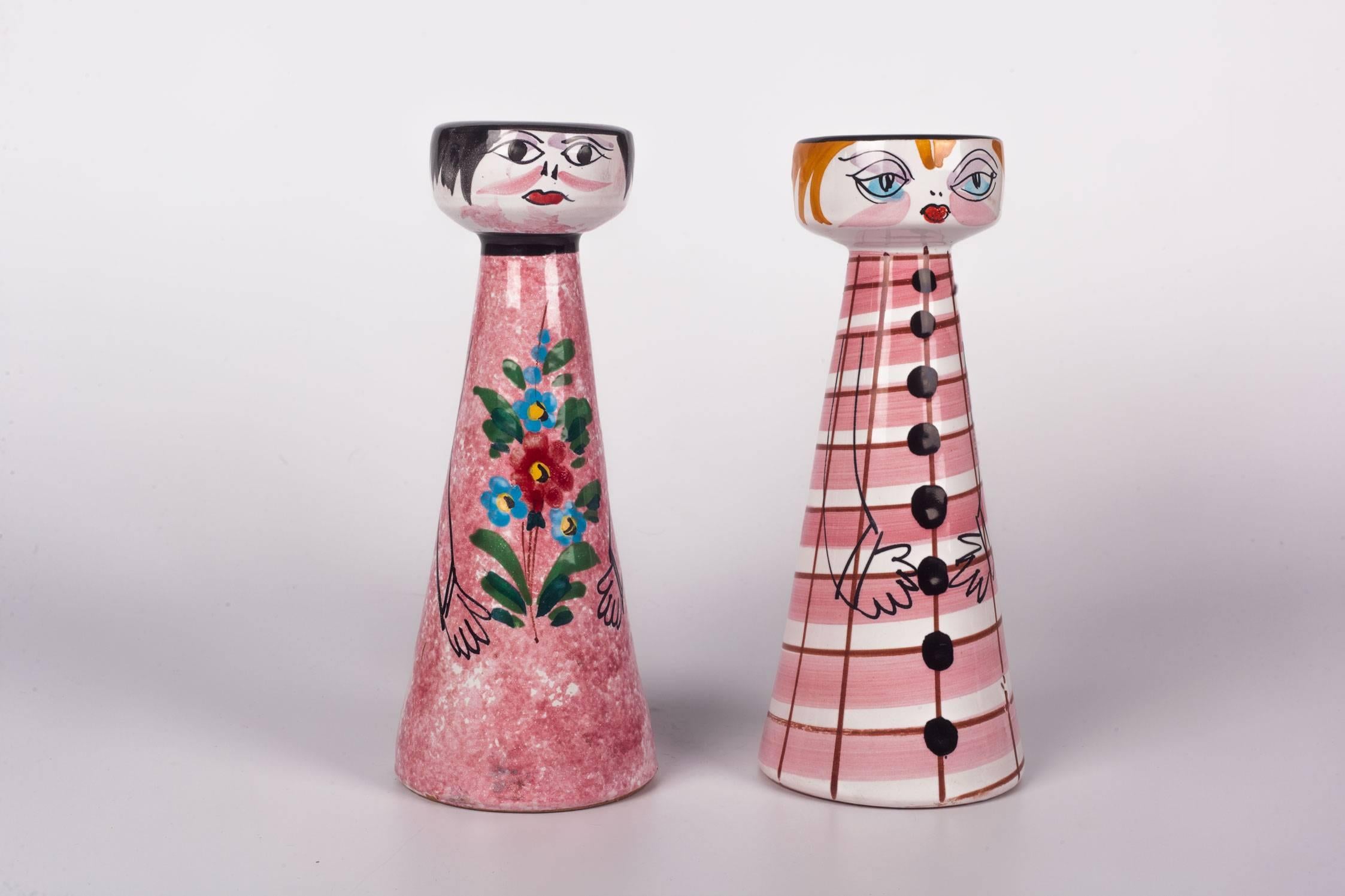 Ceramic Salt and Pepper Shakers Made in Italy for Raymor, Comical Couple, 1960s