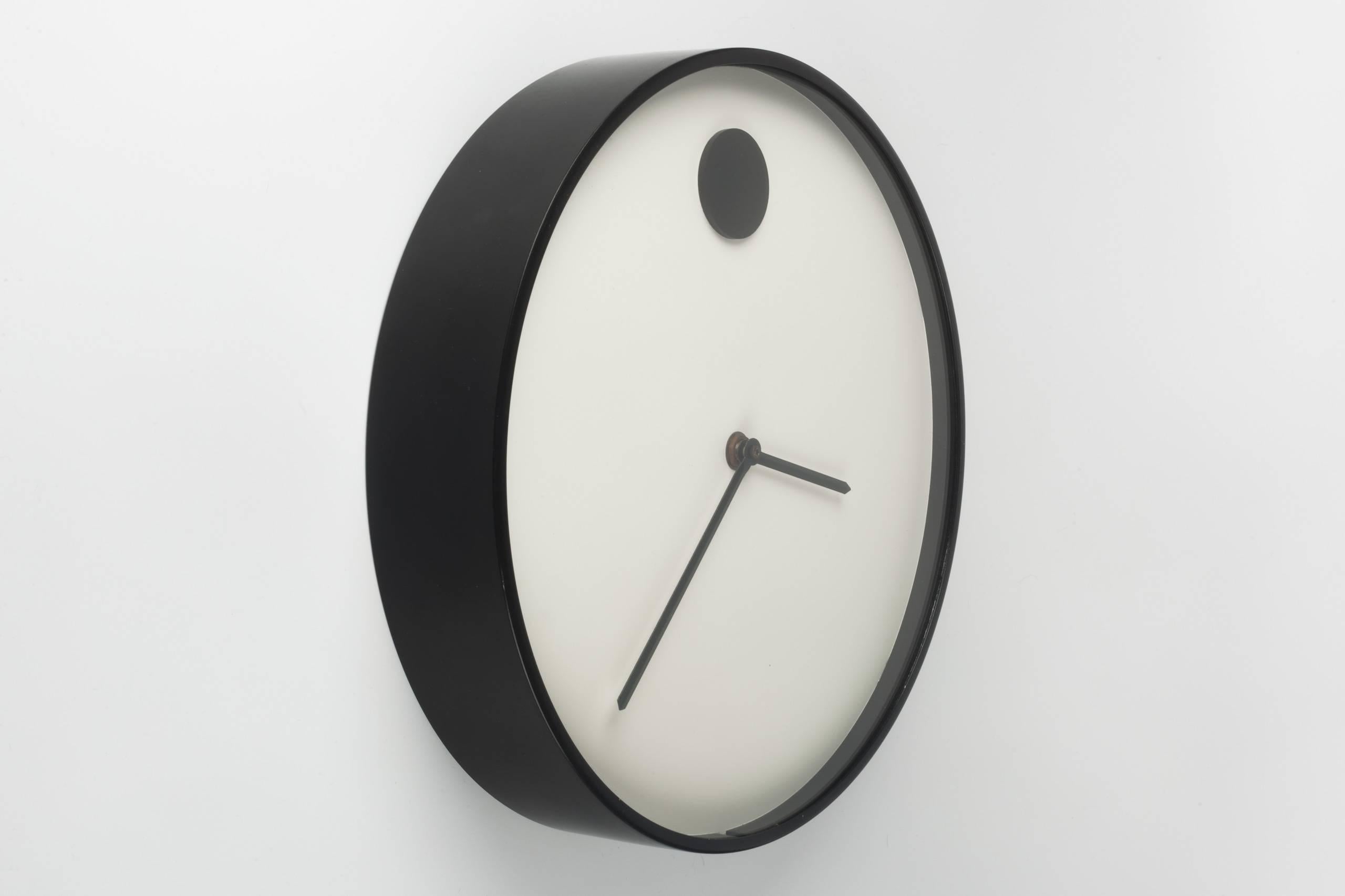 Modern Wall Clock by George Horwitt for Howard Miller, White, Black Frame, 1970
