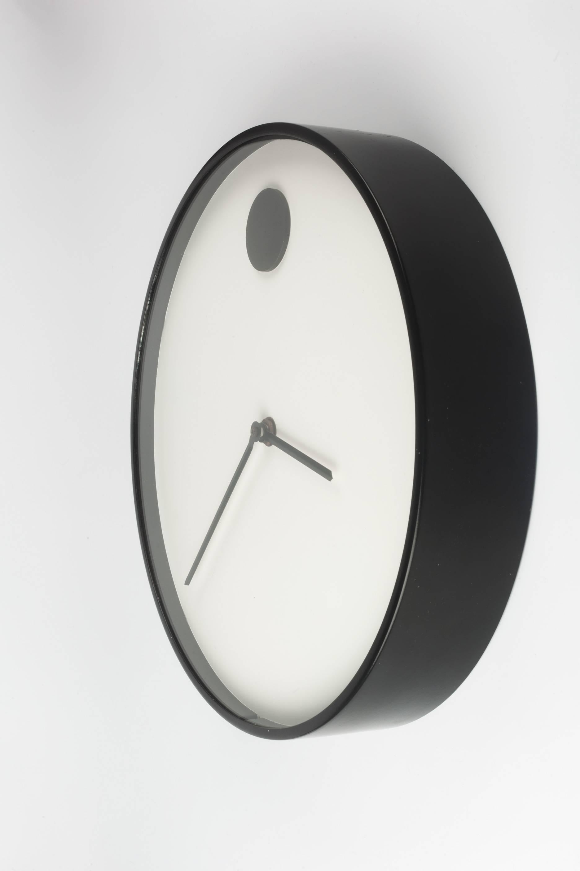 Wall Clock by George Horwitt for Howard Miller, White, Black Frame, 1970 In Excellent Condition In Chicago, IL