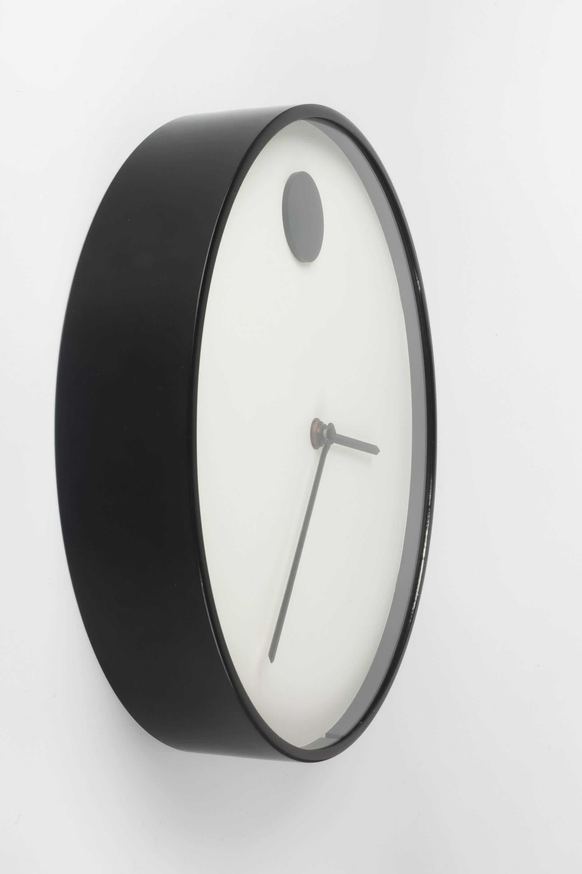 Late 20th Century Wall Clock by George Horwitt for Howard Miller, White, Black Frame, 1970