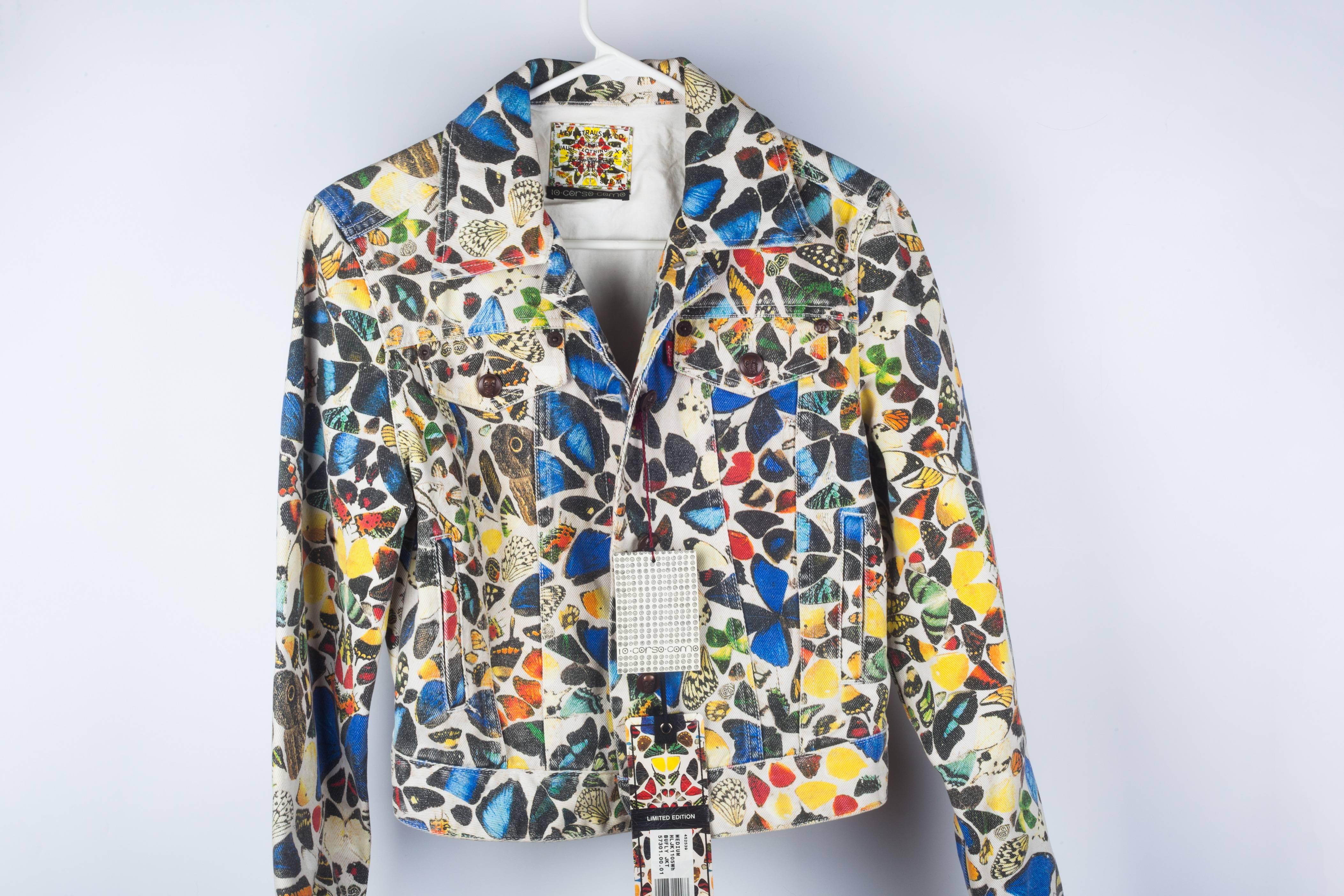 Damien Hirst’s famous Butterflies on a Levi’s Denim jacket, with his signature skull in volume on every button. After the Warhol estates, Hirst collaborated with Levi’s on a very limited edition collection in 2008 that sold out immediately. This