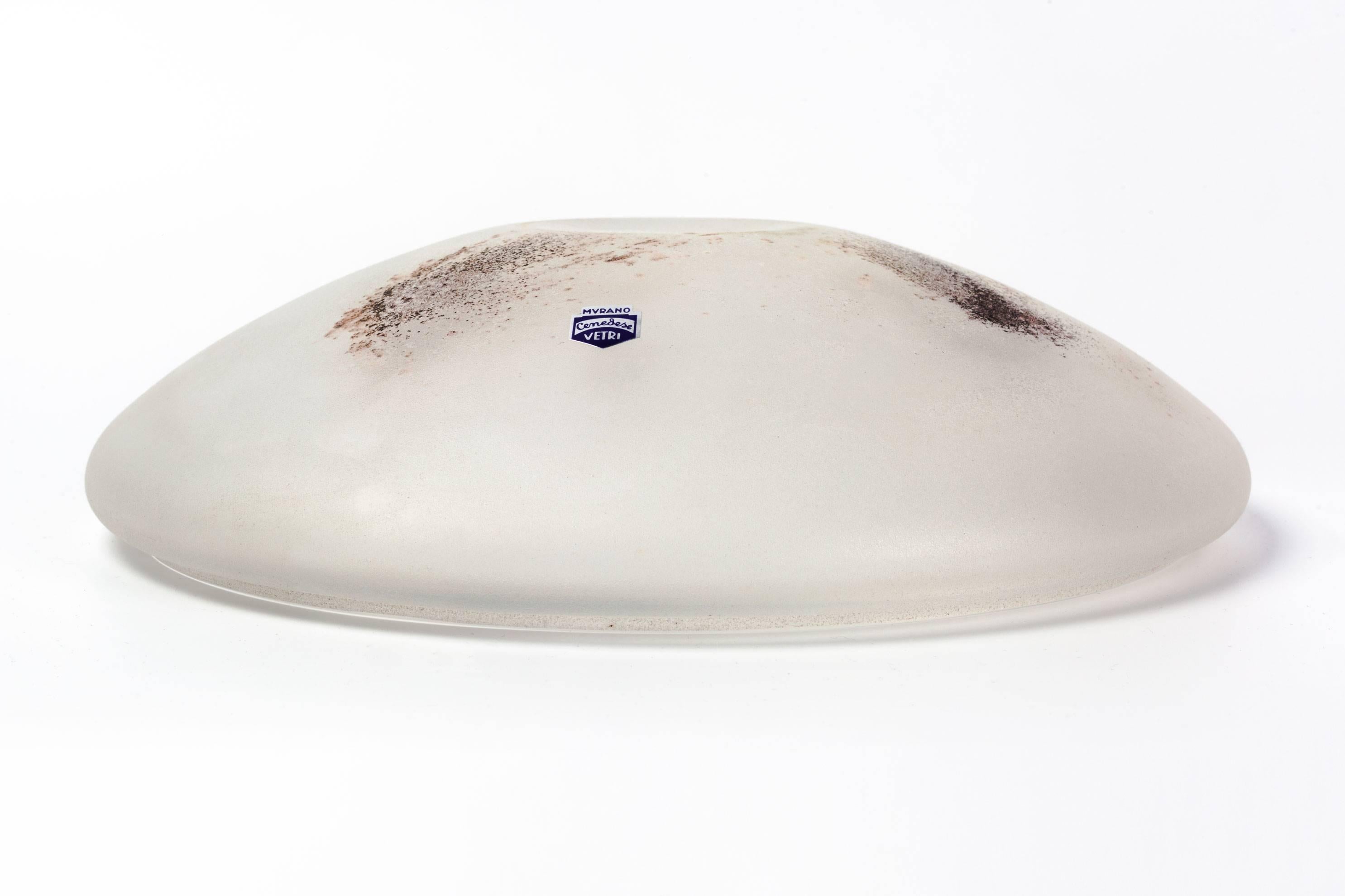 Mid-Century Modern Italian Murano Glass Box by Cenedese, White Satin Scavo Textured Surface, 1970s For Sale