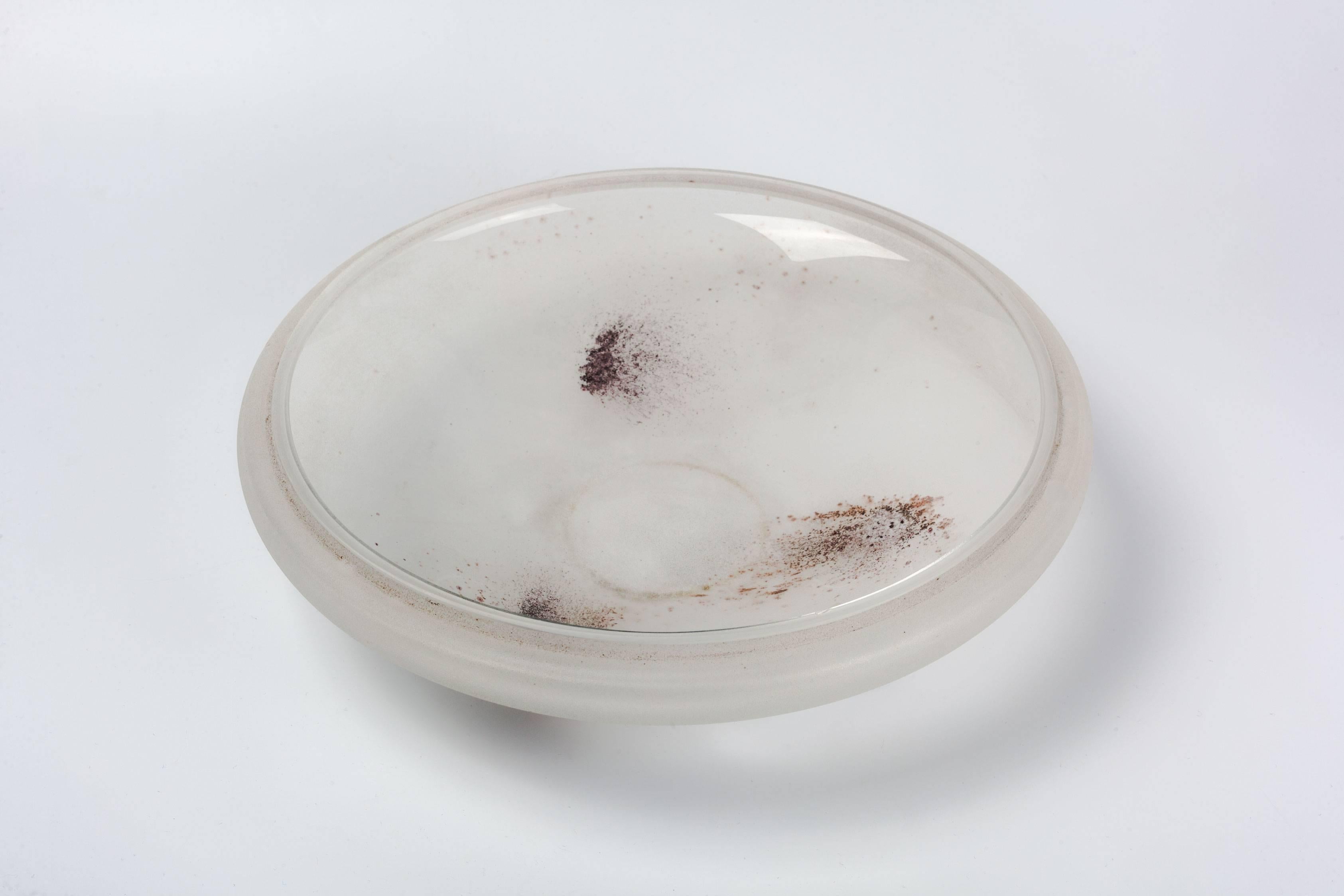Late 20th Century Italian Murano Glass Box by Cenedese, White Satin Scavo Textured Surface, 1970s For Sale