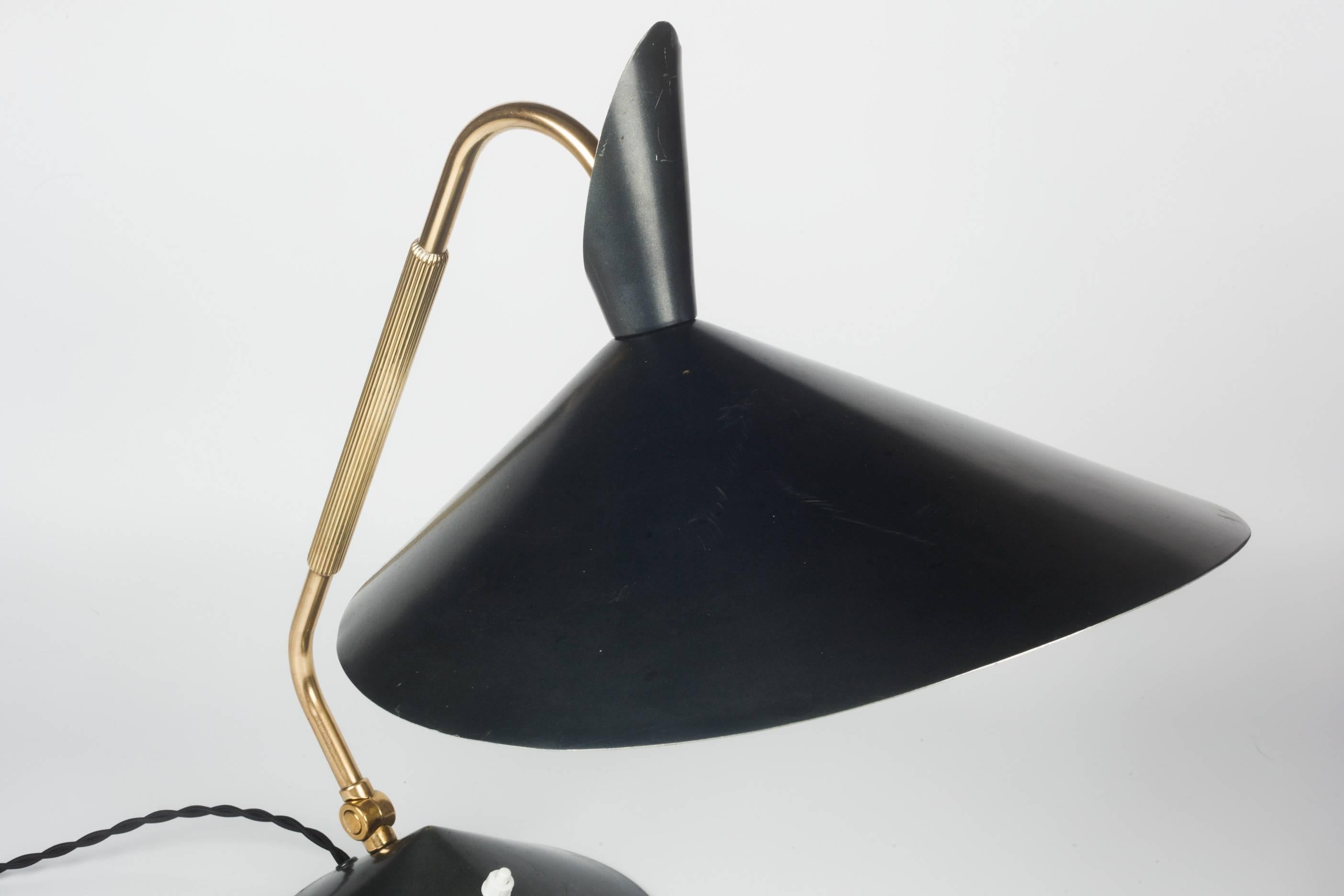 German Desk Lamp by Kaiser, Brass and Sculptural Grey Metal Shade, 1960s 2