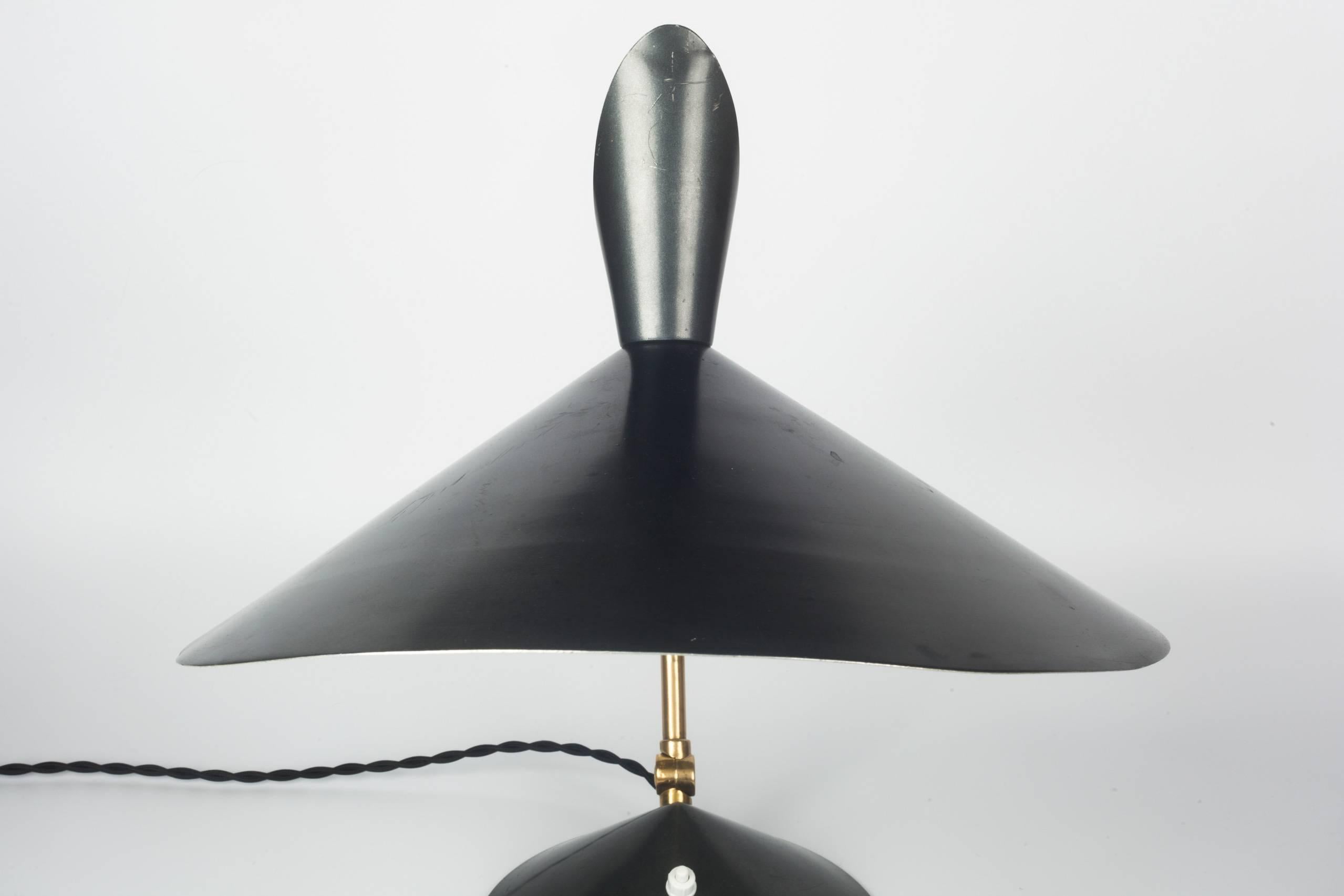 German Desk Lamp by Kaiser, Brass and Sculptural Grey Metal Shade, 1960s 3