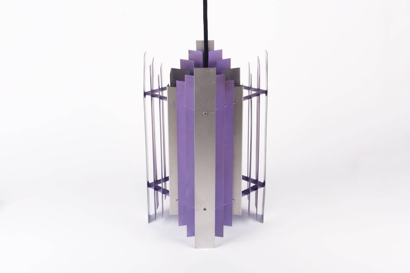 Danish Pendant by Preben Dahl for Hans Følsgaard, Purple and Silver Metal, 1960s In Good Condition In Chicago, IL