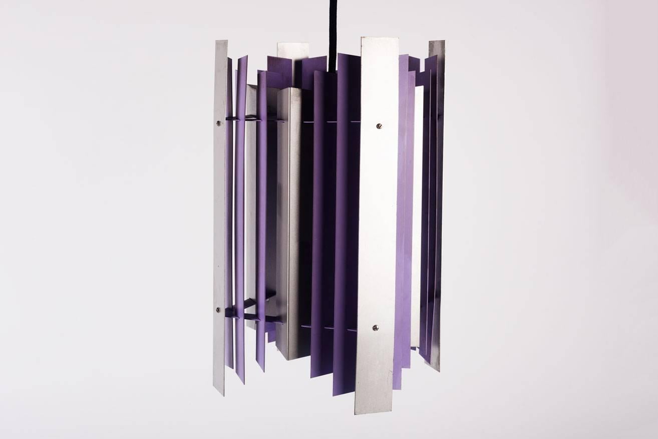 Scandinavian Modern Danish Pendant by Preben Dahl for Hans Følsgaard, Purple and Silver Metal, 1960s